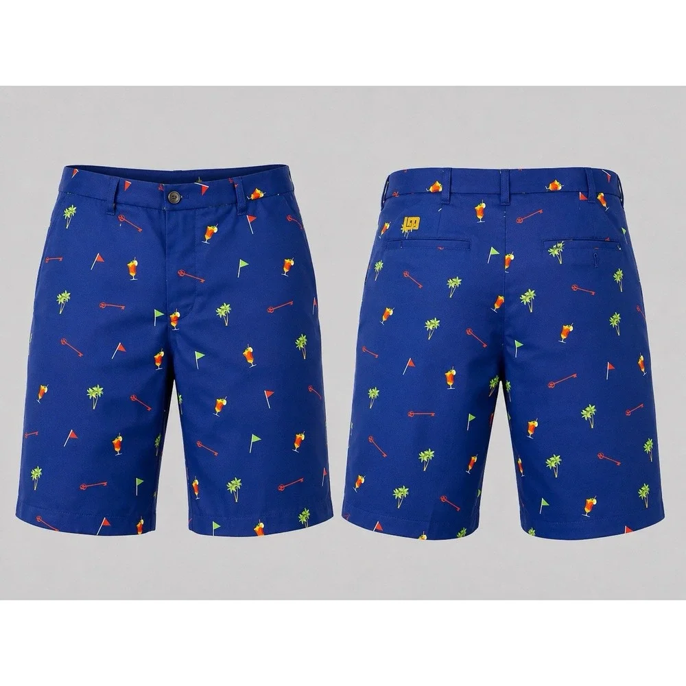 Loudmouth Golf  Shorts Men's 40 DRINKS PALM TREES HAWAIIAN NAVY ALOHA